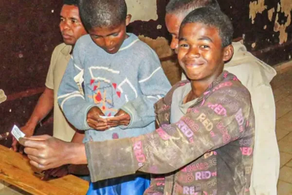 Some of the homeless youths in prison that Salesian MIssionaries are supporting in Madagascar. Credit: Salesian Missions