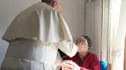 Pope Francis visits the San Raffaele Borona assisted living home in Rieti, Italy, Oct. 4, 2016. Vatican Media.