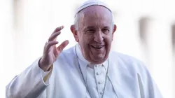 Pope Francis greets pilgrims in St. Peter's Square, Nov. 27, 2019. Credit: Daniel Ibáñez/CNA