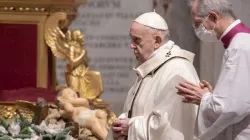 Pope Francis offers Mass in St. Peter's Basilica Dec. 24, 2020. Credit: Daniel Ibáñez/Vatican Pool.