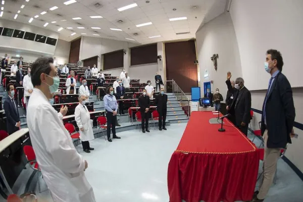 Cardinal Peter Turkson visits Agostino Gemelli University Policlinic in Rome. Copyright: Vatican Media