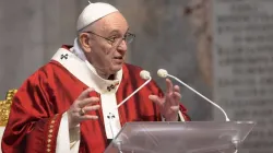 Pope Francis celebrates Pentecost Sunday Mass in St. Peter’s Basilica May 31, 2020. Credit: EWTN-CNA Photo/Daniel Ibáñez/Vatican Pool