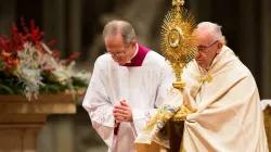 Pope Francis in St. Peter's Basilica Dec. 31, 2017. Credit: Daniel Ibanez/CNA.