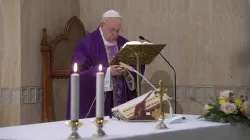 Pope Francis offers Mass in Casa Santa Marta. Credit: Vatican Media.