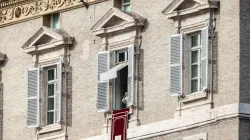 Pope Francis delivers his Angelus address overlooking St. Peter’s Square Nov. 15, 2020. Credit: Daniel Ibáñez/CNA.