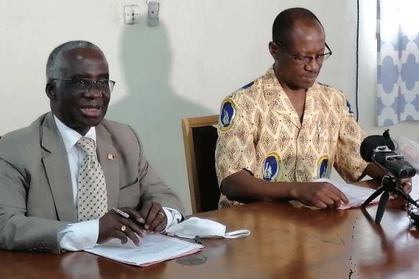 The Leadership of the Association of Catholic Lay Executives of Ivory Coast (ACC-CI)  during the September 14 press conference in Abidjan, Ivory Coast.