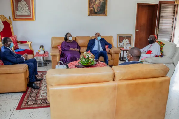 Ivory Coast's Prime Minister Patrick Achi, and Ministers Anne Ouloto, Danho Paulin and Bruno Koné during the audience with Jean-Pierre  Cardinal Kutwa. Credit: Courtesy Photo