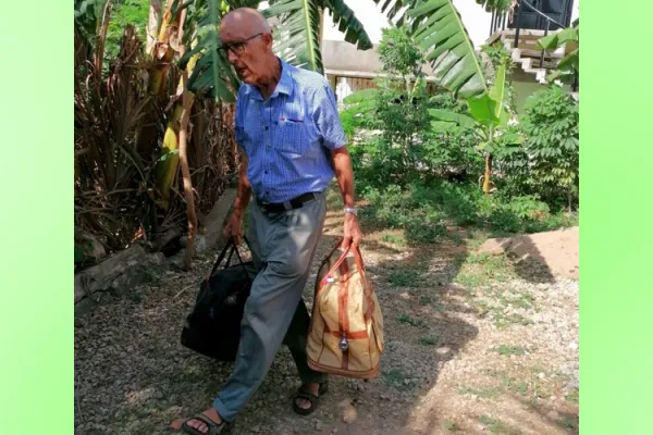 Fr. Adolf Poll who served Parish Priest of St. Joseph Freinademetz in Kenya's Catholic Diocese of Malindi pictured leaving the Diocese after over 50 years of Apostolate in the country/ Credit: Catholic Diocese of Malindi Justice and Peace Commission