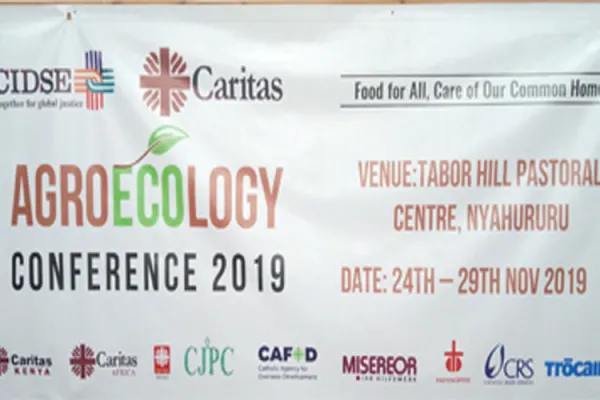 Banner of the multi-agency conference on agroecology in Kenya, taking place at the Tabor Hill Pastoral Centre in Nyahururu in Kenya / ACI Africa