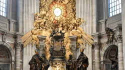 Altar of the Chair in St. Peter's Basilica, where Bernini's gorgeous bronze monument to the Chair of Peter acts as a massive
bronze reliquary for the historic wooden chair. / Credit: Vatican Media