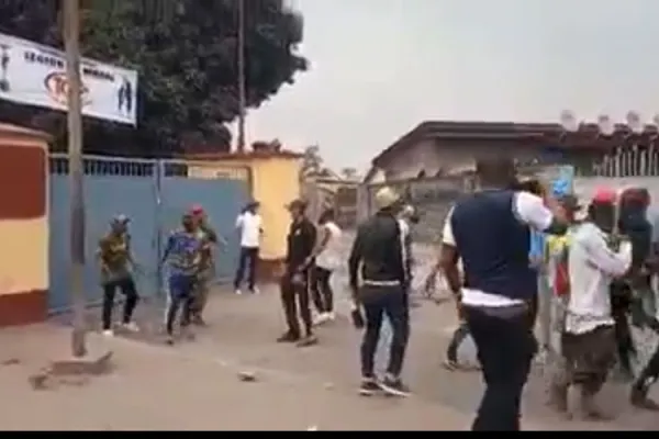 Some of the youths who stormed the residence of Fridolin Cardinal Ambongo in DR Congo's capital, Kinshasa. Credit: Courtesy Photo