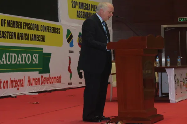 Ambassador Donald John Wright addressing delegates of the 20th AMECEA Plenary Assembly in Dar es Salaam, Tanzania on 11 July 2022. Credit: ACI Africa