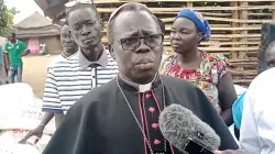 Archbishop Stephen Ameyu Martin of South Sudan's Juba Archdiocese addressing IDPs at Gumbo camp. Credit: Radio Bakhita/Facebook