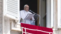 Pope Francis delivers the Angelus address at St. Peter's Square, Aug. 15, 2022. Vatican Media