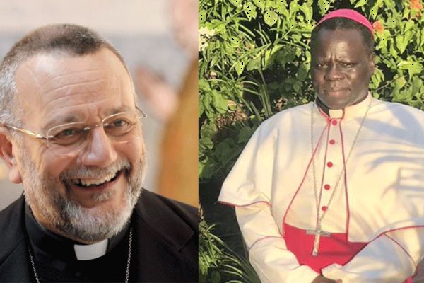 Archbishop Stephen Ameyu (right) the newly appointed Apostolic Administrator for South Sudan’s Wau Diocese and Msgr. Giovanni Gaspari (left) Apostolic Nuncio to Angola and São Tomé and Príncipe.