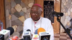 Archbishop  Emeritus Philippe Fanoko Kossi Kpodzro addressing the press in Lomé, Togo, Tuesday, December 10, 2019