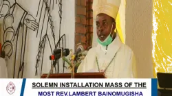 Archbishop Lambert Beinomugisha during his installation at the Cathedral of Our Lady of Perpetual Help in Mbarara, Uganda.