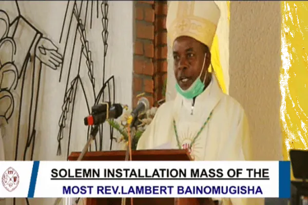 Archbishop Lambert Beinomugisha during his installation at the Cathedral of Our Lady of Perpetual Help in Mbarara, Uganda.