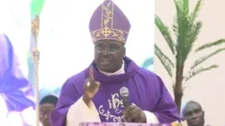 Bishop Emmanuel Adetoyese Badejo during the Funeral Mass for the victims of the Pentecost Sunday attack on St. Francis Xavier Owo Catholic Parish of Ondo Diocese in Nigeria. Credit: Courtesy Photo