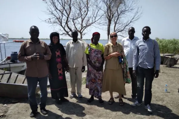 Sr Balatti with catechists and other church members in Kaka, on the River Nile, March 2022.