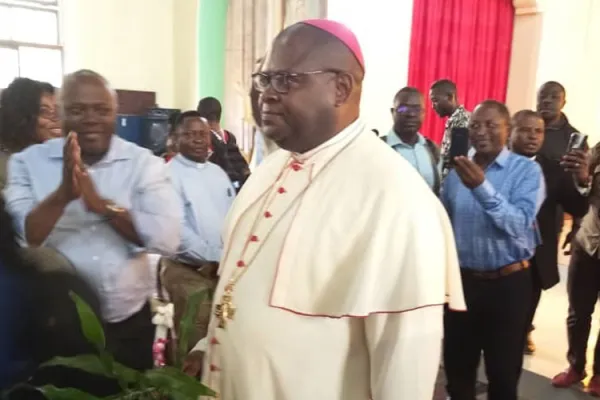 Bishop Bibi Michael holding a peace plant shortly after the announcement of his appointment as Bishop of Cameroon's Buea Diocese Tuesday, January 5.