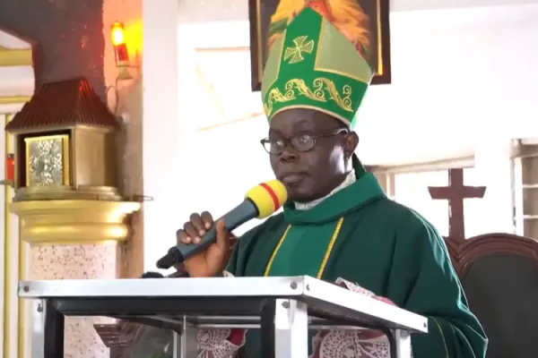 Bishop Peter Nworie Chukwu, addressing members of the Catholic Media Practitioners Association (CAMPAN) in Abakaliki Diocese. Credit: Courtesy Photo