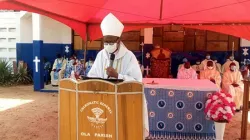 Bishop Alfred Agyenta addressing the faithful during the climax celebration to mark the Silver Jubilee of Our Lady Queen of Africa (OLA) Bolgatanga Parish of Ghana’s Navrongo-Bolgatanga Diocese on 16 May 2021. Credit: Courtesy Photo