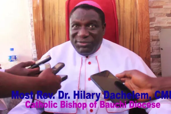 Bishop Hilary Dachelem of Nigeria’s Bauchi Diocese addressing journalists at the St. John's Cathedral on 6 May 2021. Credit: Courtesy Photo