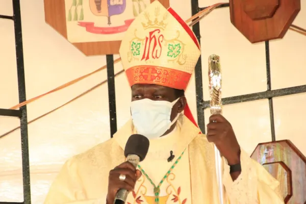 Bishop Joseph Obanyi during the Eucharistic celebration of the World Day of Communication at St. joseph's Cathedral of Kakamega Diocese/ Credit: Courtesy Photo