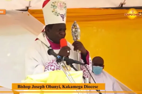 Screengrab of Bishop Joseph Obanyi of Kenya's Kakamega Diocese on Capuchin TV. Credit: Courtesy Photo