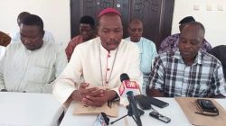 Bishop Stephen Dami Mamza addressing journalists during the Press Briefing in Yola.