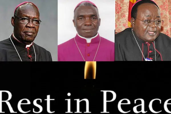 Late Archbishop Paolino Lukudu Loro (left), Late Bishop Alfred Leonhard Maluma (Center) and Late Archbishop Cyprian Kizito Lwanga (Right)