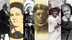 From left to right: Venerable Pierre Toussaint, Venerable Henriette Delille, Venerable Mother Mary Lange, Venerable Father Augustus Tolton, Servant of God Julia Greeley, Servant of God Sister Thea Bowman. / Credit: Public Domain, via Wikimedia Commons; Public Domain, via Wikimedia Commons ; Public Domain, via Wikimedia Commons; Public Domain, via Wikimedia Commons; Archdiocese of Denver, Public Domain, via Wikimedia Commons; Courtesy of the Franciscan Sisters of Perpetual Adoration