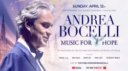 Andrea Bocelli's "Music for Hope" performance will take place Easter Sunday from Milan. Courtesy photo.