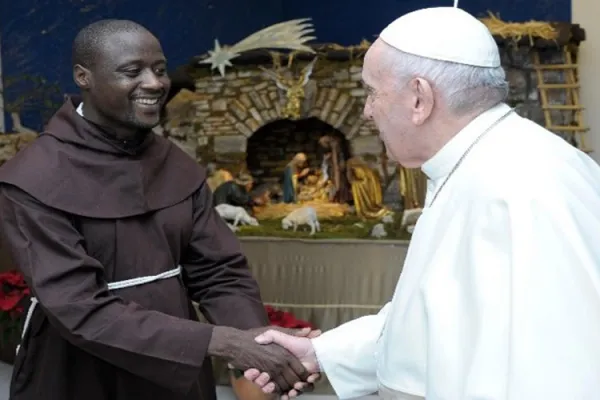 Fransciscan Brother Peter Tabichi meeting Pope Francis at Santa Marta in Rome on January 8, 2020