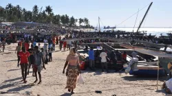 Families fleeing violence in the Cabo Delgado province arrive at the port city of Pemba.
