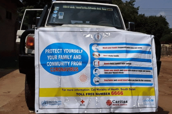 A mobile caravan of Caritas South Sudan for the Six-Month COVID-19 Awareness Campaign. / ACI Africa