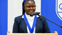 Winner of 2019 Opus Prize, Kenyan Sr. Catherine Mutindi, Our Lady of Charity of the Good Shepherd, ministering in Kolwezi, DR Congo since 2012; at St. Louis University, Missouri, USA on November 21, 2019 / St. Louis University, Missouri, USA