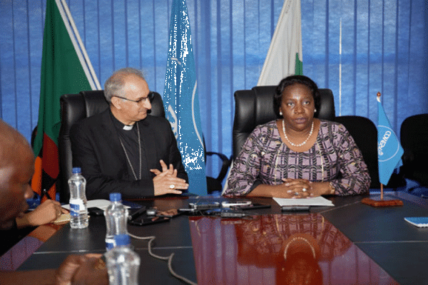Apostolic Nuncio in Zambia and Malawi, Archbishop Gianfranco Gallone and COMESA Secretary, Chileshe Mpundu Kapwepwe