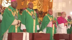 Archbishop Ignatius Kaigama (First from left ) during the opening Mass of the 2nd Plenary of the Catholic Bishops Conference of Nigeria (CBCN) at Holy Trinity Church, Maitamain in Abuja Archdiocese. Credit: Abuja Archdiocese.