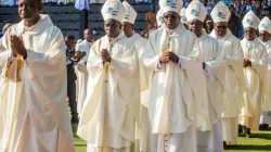 Catholic Bishops in DR Congo in procession during the closing Mass  of the third National Eucharistic Congress. Credit: CENCO