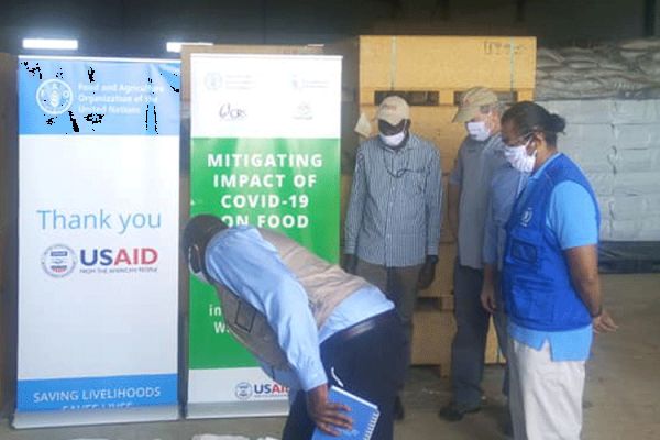 Officials of Catholic Relief Services (CRS), FAO, and WFP during the launch of a USAID funded project to mitigate the increasing concern over food security in urban centers of South Sudan. / ACI Africa