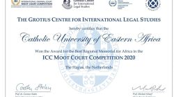 Catholic University of Eastern Africa (CUEA), Best Regional Memorial for Africa Award, 2020 edition. / Catholic University of Eastern Africa (CUEA)