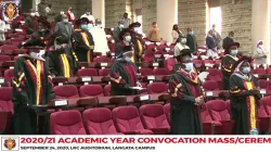 Some graduates during the Convocation ceremony of the academic year 2020/2021 at the Catholic University of Eastern Africa (CUEA), Nairobi, Kenya. / Catholic University of Eastern Africa (CUEA)