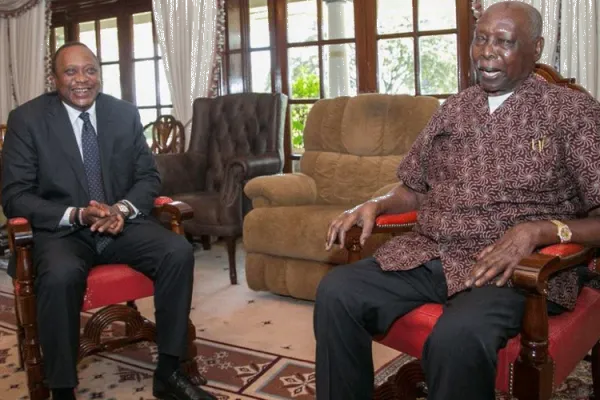 Kenya's President Uhuru Kenyatta (Left) with the Late Former President Daniel arap Moi (Right)