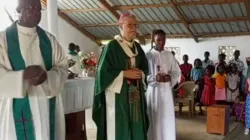 Archbishop Claudio Dalla Zuanna with the new Parish Priest of Our Lady of the Immaculate Conception Nhamatand Parish of Mozambique’s Beira Archdiocese, Fr. António Ticaqui Augusto. Credit: Beira Archdiocese