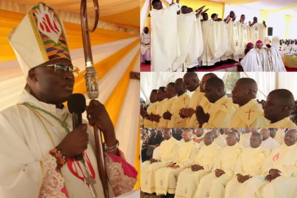 Bishop John Mbinda of the Catholic Diocese of Lodwar in Kenya presiding over the Priestly Ordination of nine Spiritans at St. Austin's Msongari Parish of Kenya’s Catholic Archdiocese of Nairobi (ADN). Credit: ACI Africa