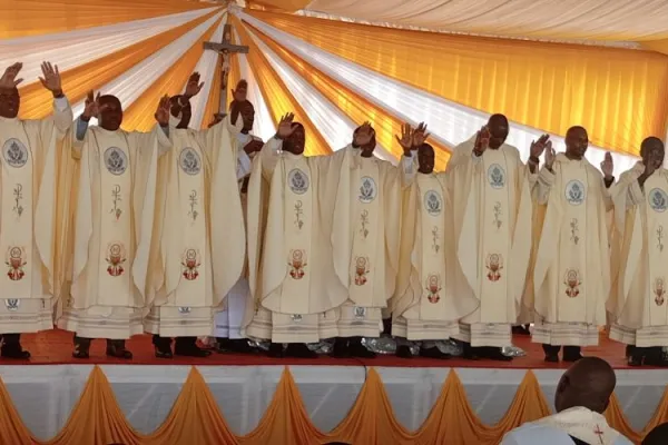 The nine newly ordained Kenyan-born members of the Congregation of the Holy Spirit (Spiritans/Holy Ghost Fathers/CSSp.). Credit: ACI Africa