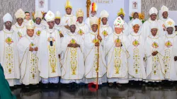 Members of the Ghana Catholic Bishops’ Conference (GCBC) with Archbishop Henryk Mieczysław Jagodziński, the outgoing Apostolic Nuncio in the West African nation after the 2 July 2024 Farewell Mass. Credit: Archdiocese of Accra
