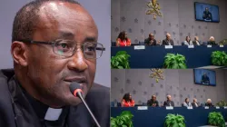 Bishop Edouard Sinayobye of Rwanda’s Catholic Diocese of Cyangugu during the 14 October 2024 press briefing in Rome. Credit: Daniel Ibáñez